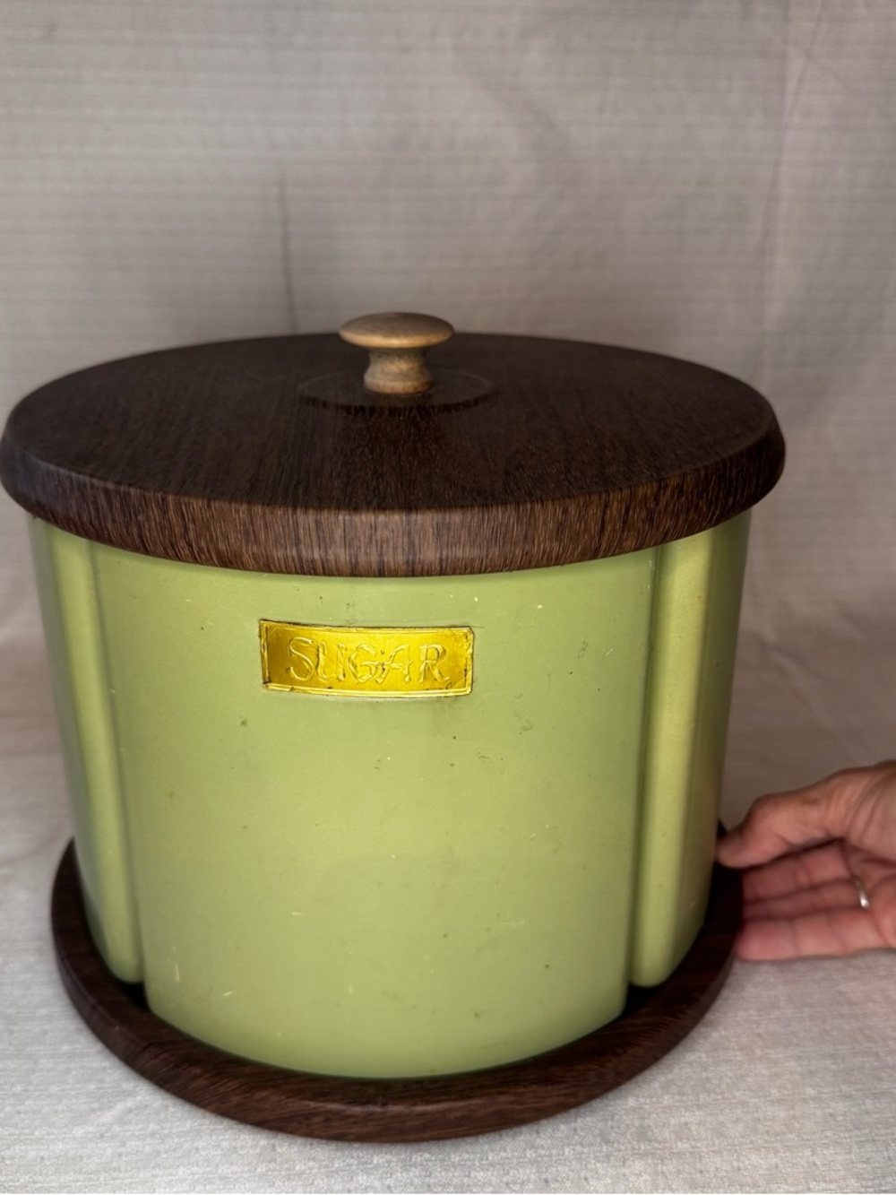 Rotating Canister Set Avocado Green Lazy Susan Retro 70s Kitchen - Picture 4 of 7